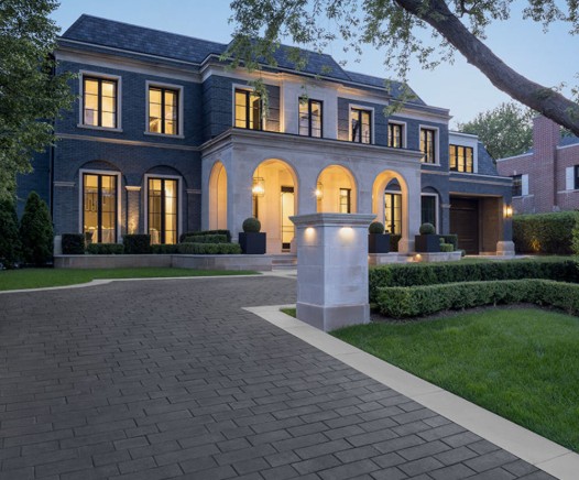 Dark brick pavers with light border accent - luxury driveway installation in Palm Beach County