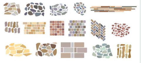 Natural stone paver designs and patterns showcasing various stone types and laying arrangements