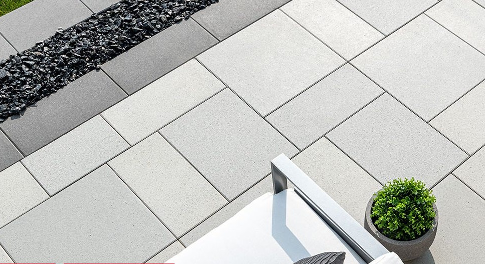 Geometric Paver Pattern with Dark Accents