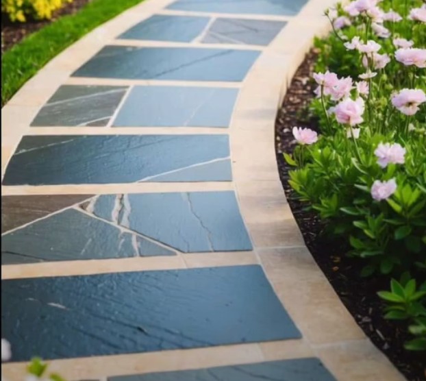 Curved Slate Walkway
